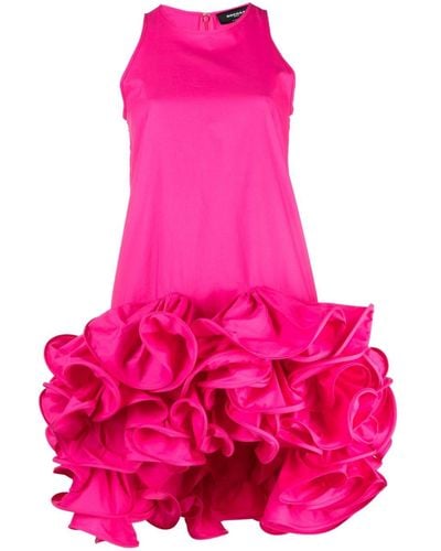 Rochas Racer-front Ruffled Minidress - Pink