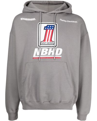 Neighborhood X Harley Davidson Logo-print Hoodie - Grey