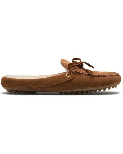 Car Shoe Lace-up Suede Slippers - Brown