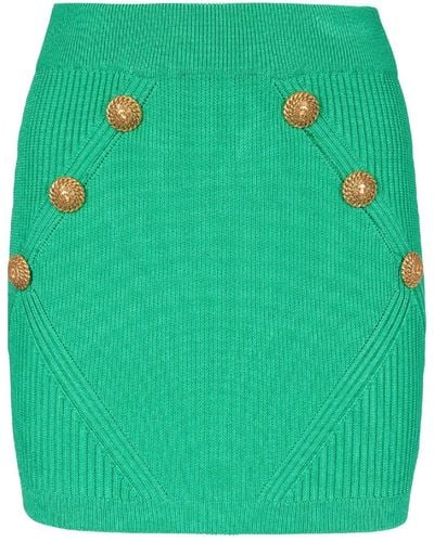 Balmain Minigonna verde in maglia a coste