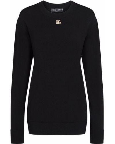 Dolce & Gabbana Logo-appliqué Long-sleeve Sweatshirt - Black