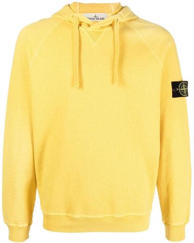 Stone Island Compass-patch Pullover Hoodie - Yellow