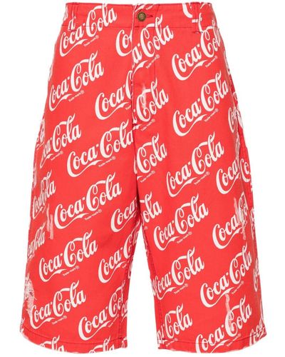 ERL Coca-cola Print Cotton Shorts - Red