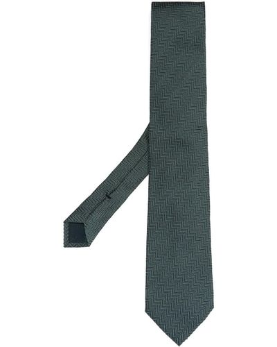 Tom Ford Herringbone Jacquard Silk Tie - Green