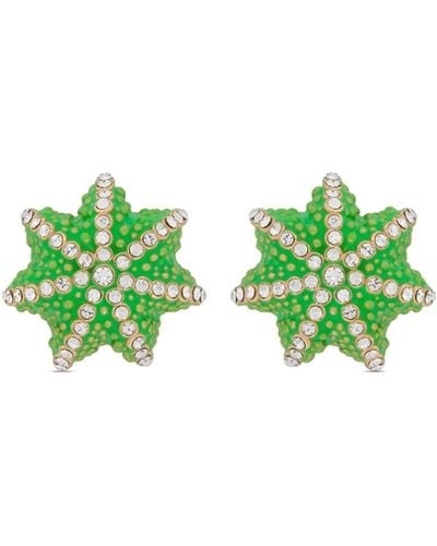 Oscar de la Renta Crystal-embellished Button Earrings - Green