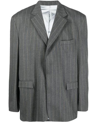 FAMILY FIRST Pinstripe-pattern Single-breasted Blazer - Gray