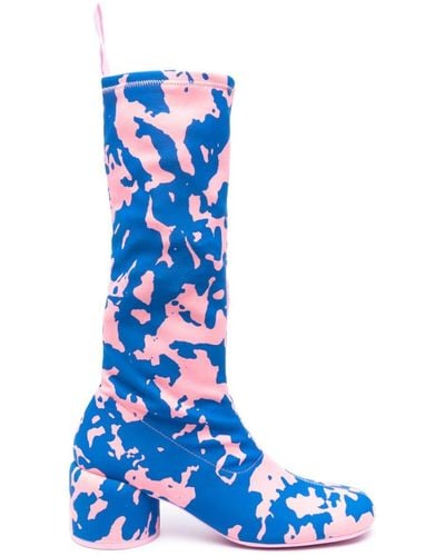 Camper Niki 65mm Paint-splatter Boots - Blue