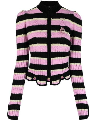 Cormio Stripe-pattern Cable-knit Sweater - Black