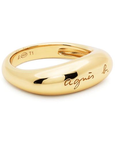 agnès b. Logo-engraved Asymmetric Ring - Metallic