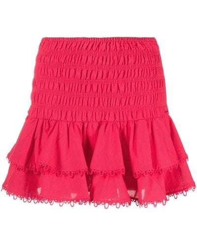 Charo Ruiz Gladi Ruffled Cotton-blend Mini Skirt - Red