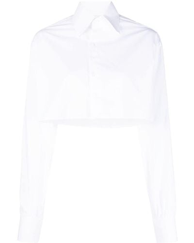 Woera Cropped-Hemd mit langen Ärmeln - Weiß