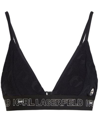 Karl Lagerfeld Top de bikini Ikonik 2.0 con logo - Negro