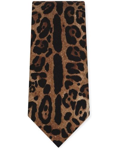 Dolce & Gabbana Seidenkrawatte mit Leoparden-Print - Schwarz