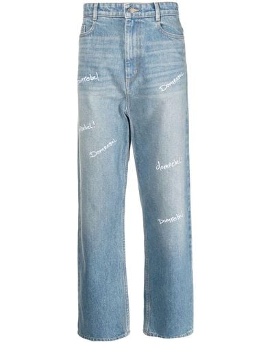 DOMREBEL Straight-Leg-Jeans mit Logo - Blau