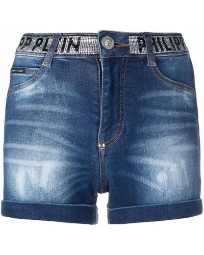Philipp Plein Stones Hot Trousers - Blue