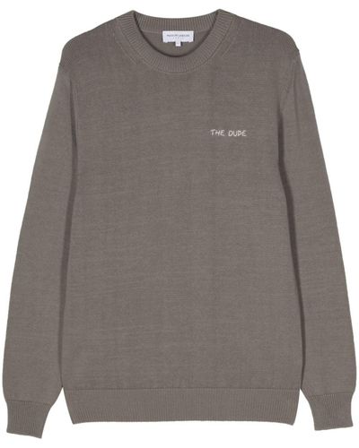 Maison Labiche Grand Cerf Slogan-embroidered Sweater - Gray
