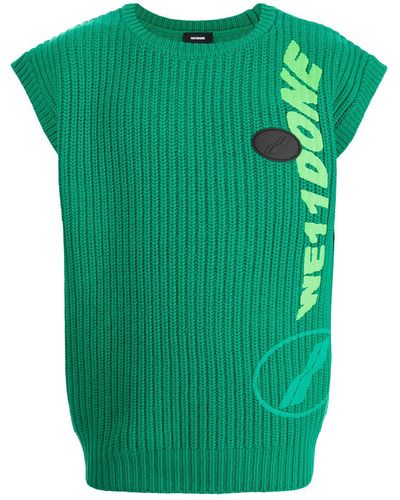 we11done Ribbed Logo-knit Sleeveless Vest - Green