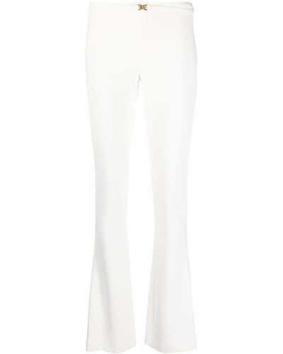 Blumarine Pantaloni svasati con fibbia logo - Bianco