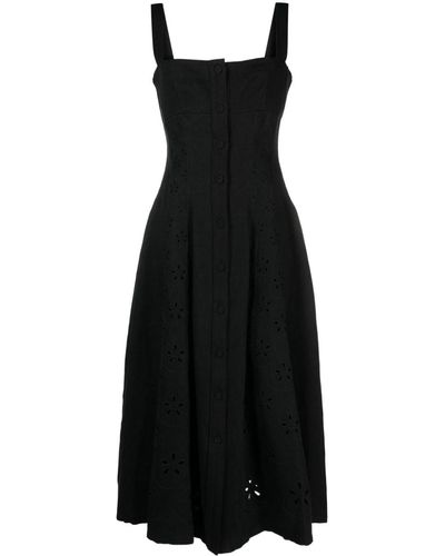 Chloé Sleeveless Linen Midi Dress - Black