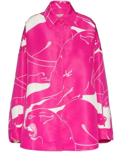 Valentino Garavani Faille Panther Overshirt - Pink