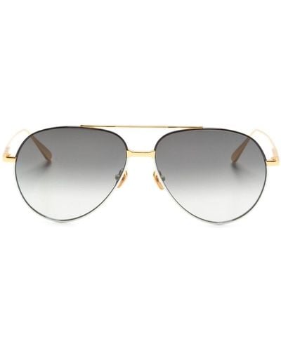 Linda Farrow Marcelo Pilot-frame Sunglasses - Metallic