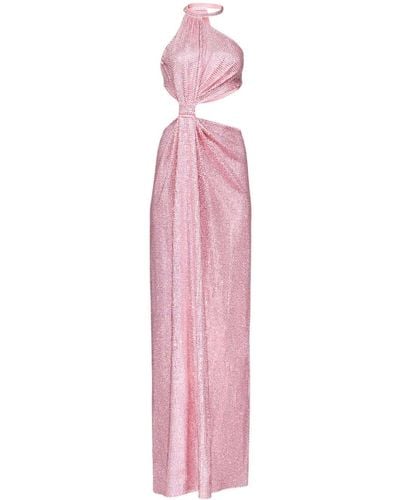 Area Crystal-embellished Halterneck Gown - Pink