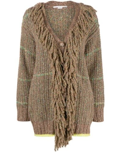 Stella McCartney Cable-knit Tweed Cardi-coat - Brown