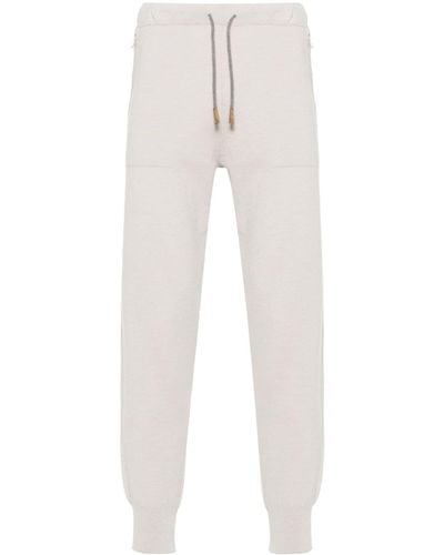 Eleventy Drawstring-fastening Cashmere Track Trousers - White