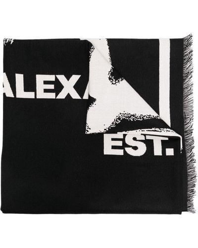 Alexander McQueen Bufanda oversize con logo en grafiti - Negro