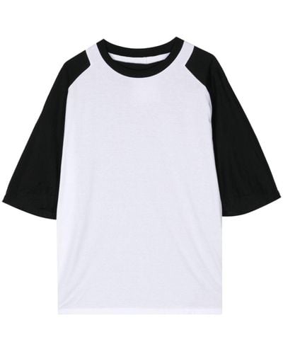 Fumito Ganryu Zweifarbiges T-Shirt - Schwarz