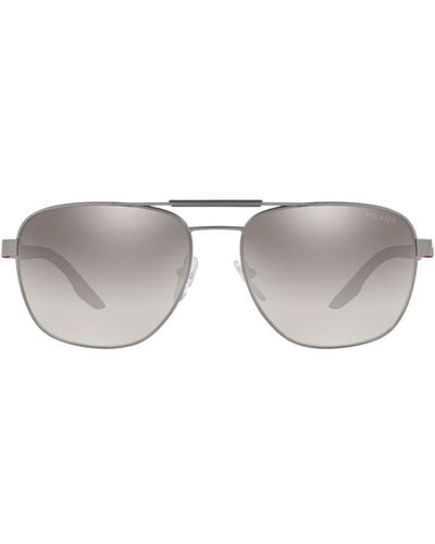 Prada Linea Rossa Pilot-frame Tinted Sunglasses - Gray