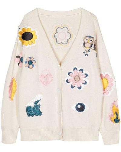 Cynthia Rowley Playful Patchwork Cashmere-blend Cardigan - Natural