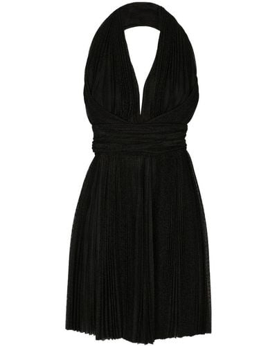 Dolce & Gabbana Plissé Halterneck Minidress - Black