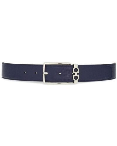 Ferragamo Gancini-buckle Leather Belt - Blue