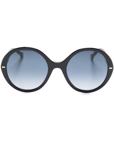Carolina Herrera Logo-lettering Round-frame Sunglasses - Blue