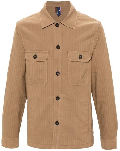 Manuel Ritz Herringbone Shirt Jacket - Natural