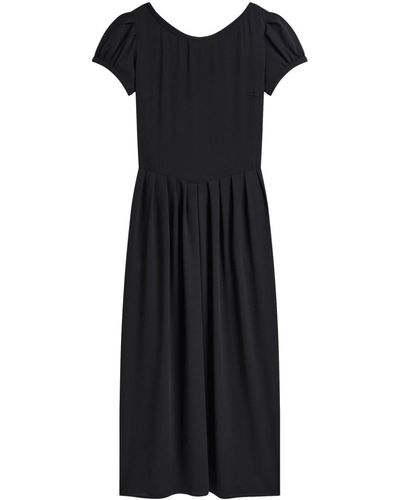 agnès b. Felicita Puff-sleeve Midi Dress - Black