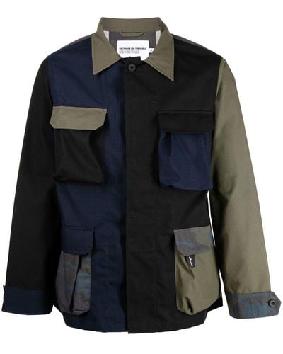 The Power for the People Panelled-design Military Jacket - Blue