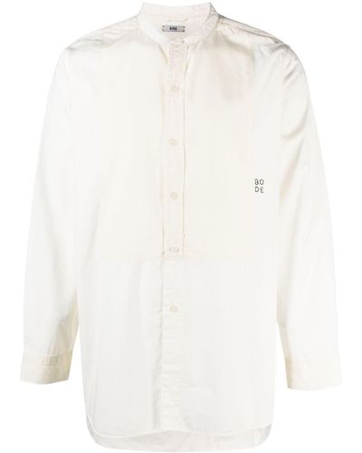 Bode Logo-embroidered Collarless Shirt - White