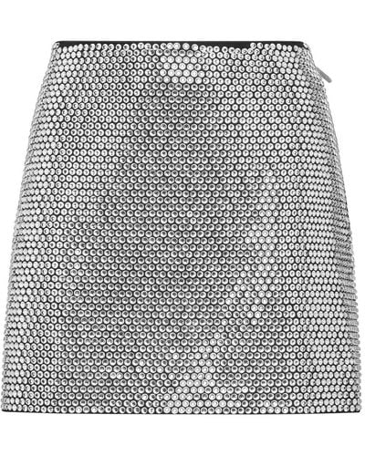 Philipp Plein Crystal-embellished Leather Miniskirt - Gray