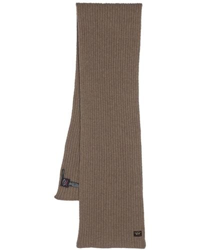 Paul & Shark Logo-patch Cashmere Scarf - Brown