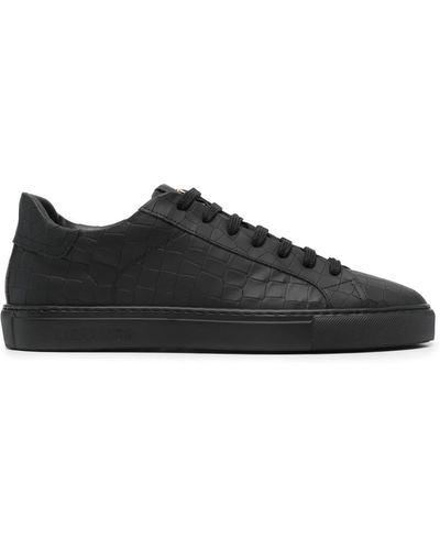 HIDE & JACK Essence Crocodile-embossed Leather Sneakers - Black