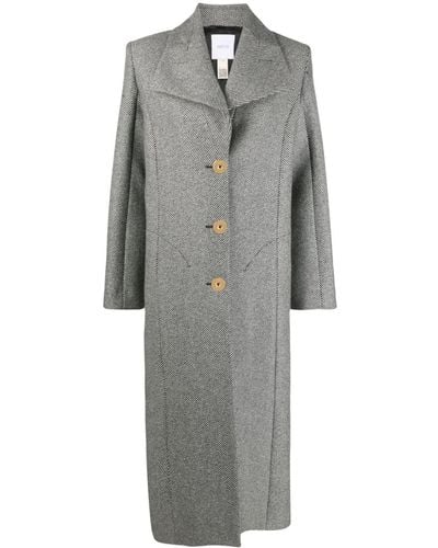 Patou Stripe-pattern Virgin Wool Coat - Grey