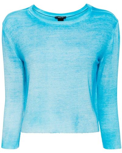 Avant Toi Fine-ribbed Cropped T-shirt - Blue