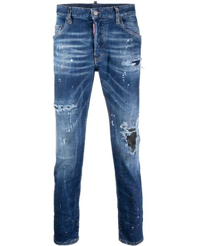 DSquared² Distressed Slim-cut Jeans - Blue