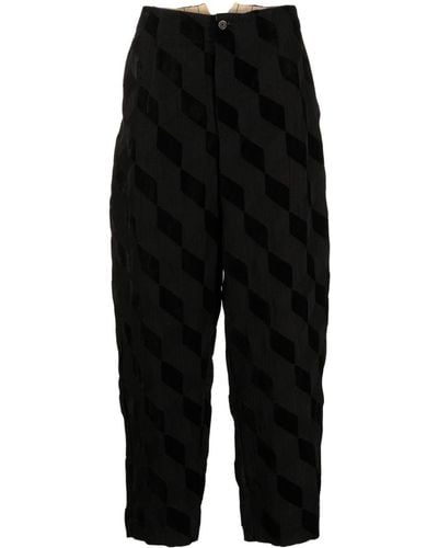 Uma Wang Pantalon fuselé à imprimé géométrique - Noir
