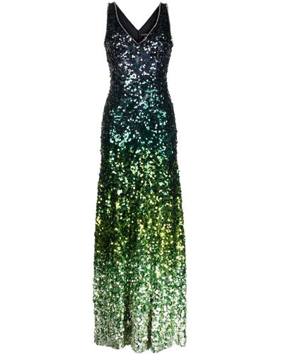 Jenny Packham Bizet Crystal-embellished Sequinned Tulle Gown - Green
