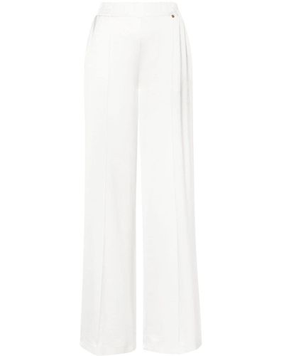 Nissa Wide-leg Satin Trousers - White