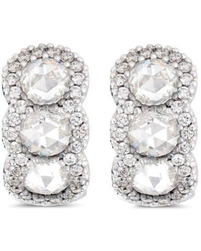 David Morris 18kt White Gold Diamond Mini Hoop Earrings
