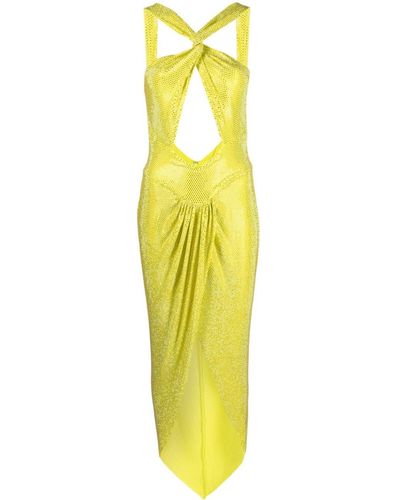 Alexandre Vauthier Asymmetrisches Crystallized Kleid - Gelb